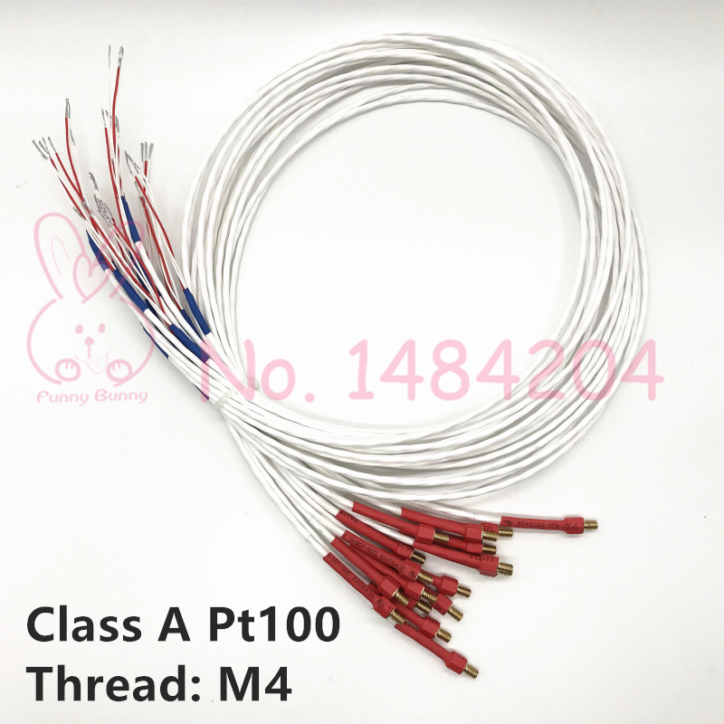 High Precision PT100 Temperature Sensor Class A RTD Probe M4 Brass Screw Thread 6mm 3-Core Teflon Wire 750mm for Coffee Machine