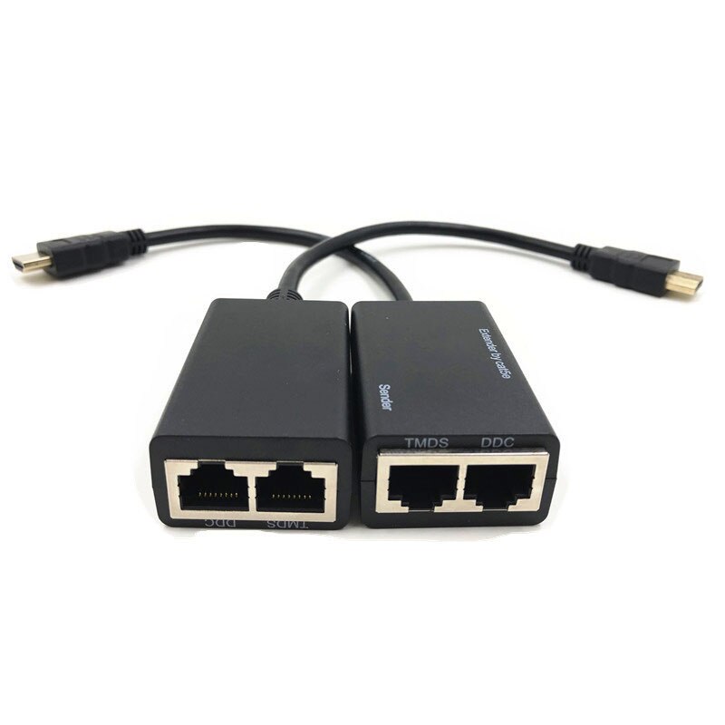 HDMI-compatible to RJ45 converter Dual port network cable CAT5e/6 HD 1080P video signal extender 30M for HDTV DVD PC: Default Title