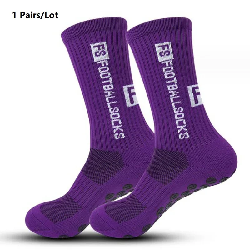 1/20 paires anti-dérapant chaussettes de Football hommes femmes anti-dérapant Football basket-ball Tennis Sport chaussettes poignée cyclisme équitation chaussettes 38-46 2025: Violet