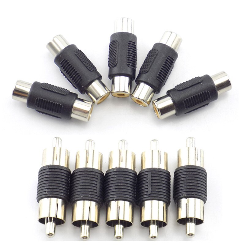 5pcs RCA Female to Female Jack Plug Connector Adapter Male to Male RCA Connector Video Audio Extender Cord Cable Converter: 5 Male 5 Female