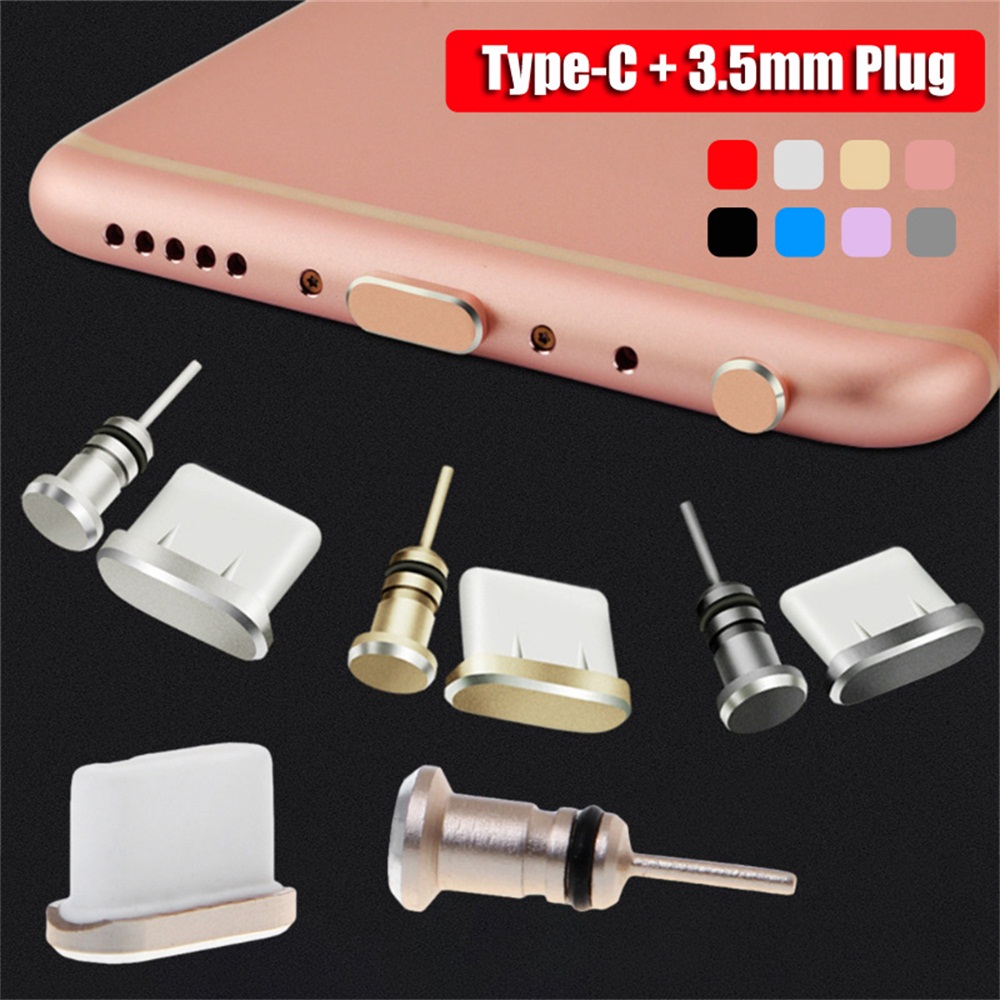 Type C Charging Port Earphone Dust Plug 3.5mm Jack Interface Mobile Phone Card Retrieve Card Pin For Samsung Oneplus Huawei