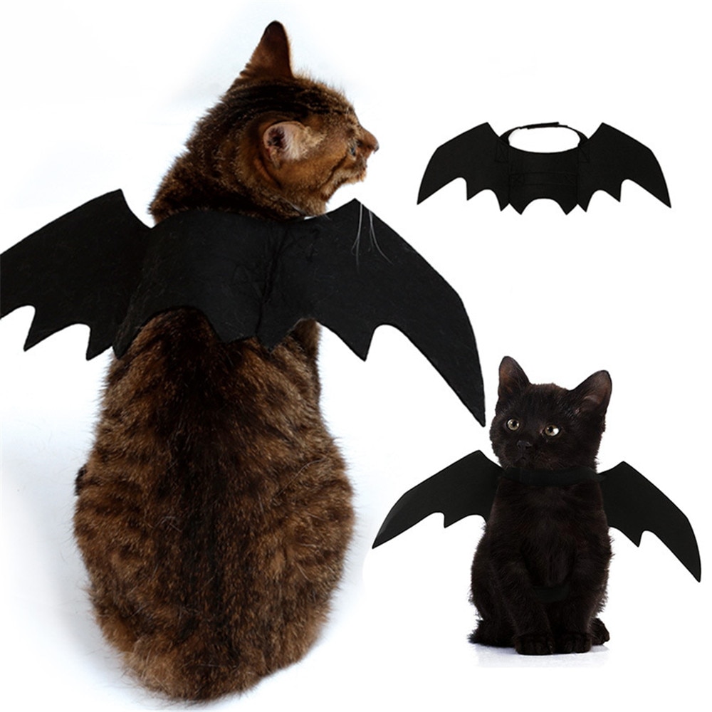 Sød kat vinger vampyr cos tilbehør sort dress up katte halloween kostume katte foto prop – Grandado