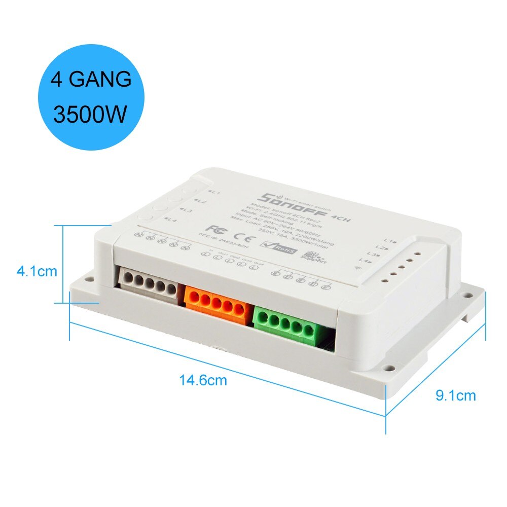 SONOFF 4 Channels Din Rail Mounting WiFI Switch