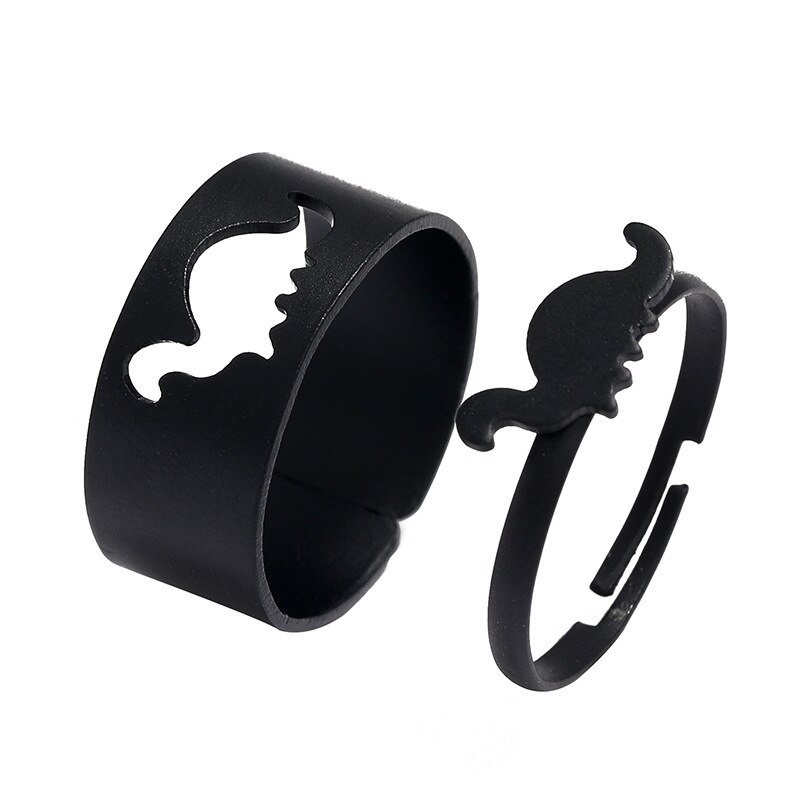 LATS-Anillos abiertos para mujer y niña, joyería gótica, Punk, negra, Vintage, Simple, Animal, mariposa, estrella, Luna, corazón, llama