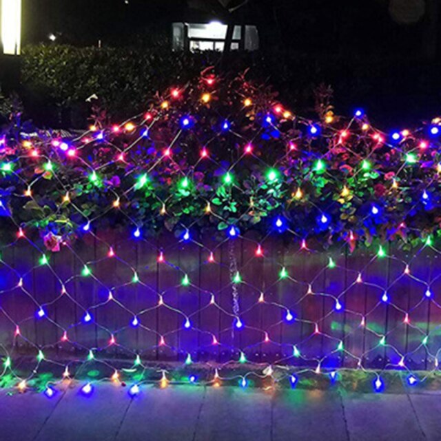 Remote Control Smart Solar LED Outdoor Waterproof Christmas Halloween Dinner Bar Decoration Upgraded Large Capacity Net Light: MULTI-COLOR