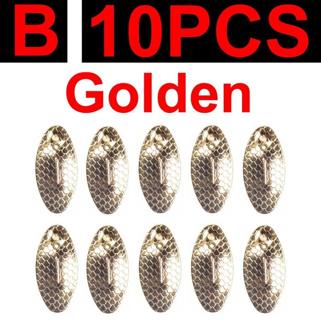 10 unidades de Señuelos de Pesca con cuchillas, señuelo de pesca con mosca, cuchara pequeña, señuelo giratorio, aparejos, hoja giratoria, accesorios de señuelo de trucha DIY: B 10pcs golden