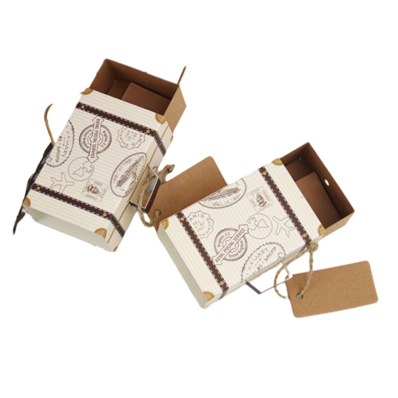Mini maleta de viaje de Papel Kraft para dulces, bolsa de embalaje de recuerdo de Chocolate, decoración de de cumpleaños y boda, 10/20/50 piezas