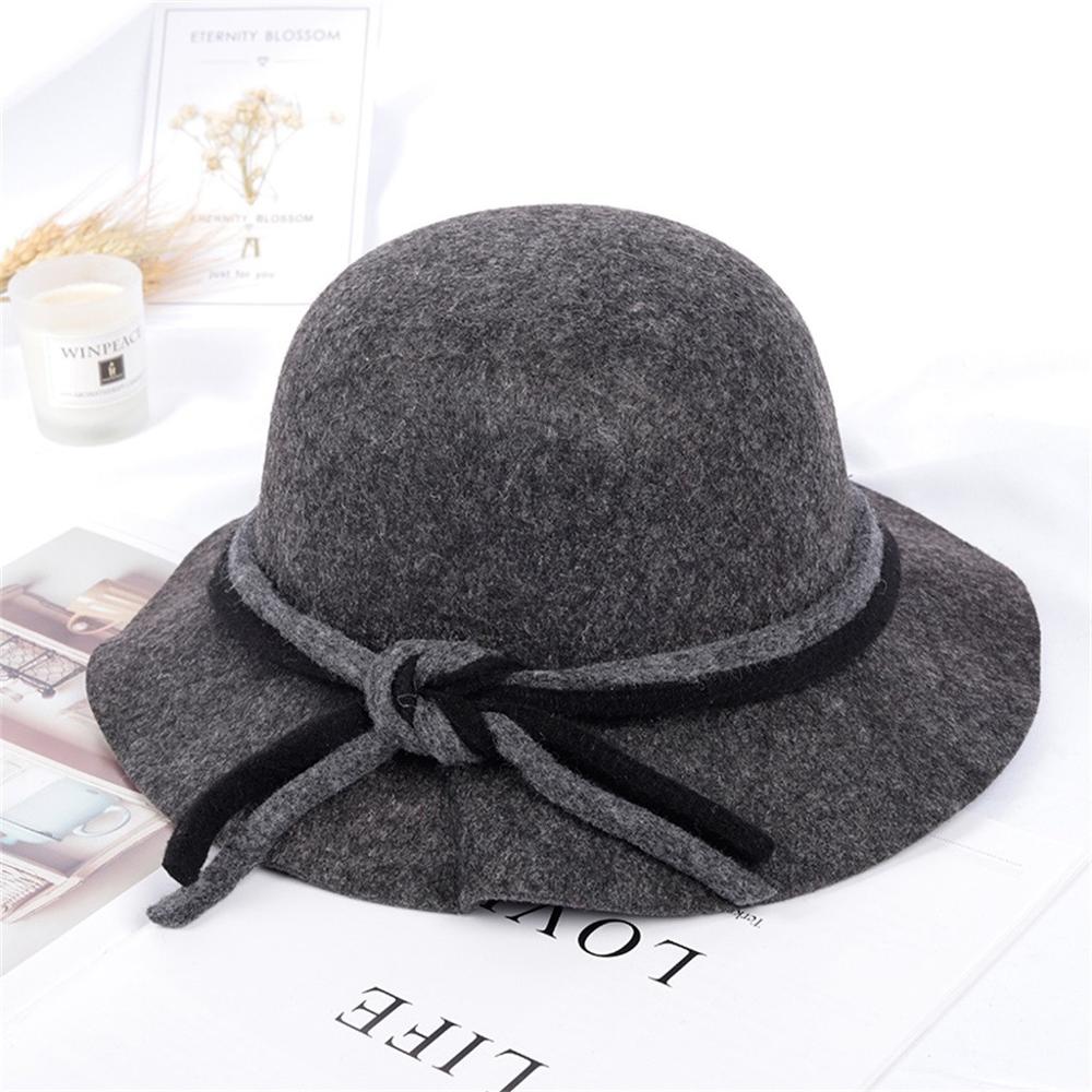 Top hoed Vrouwen Hoeden Vrouwelijke Herfst Winter Mode Toevallige Hoed Dome Britse Top Hat Hoofddeksels Kapelusz Damski Mütze #2S27: Grijs