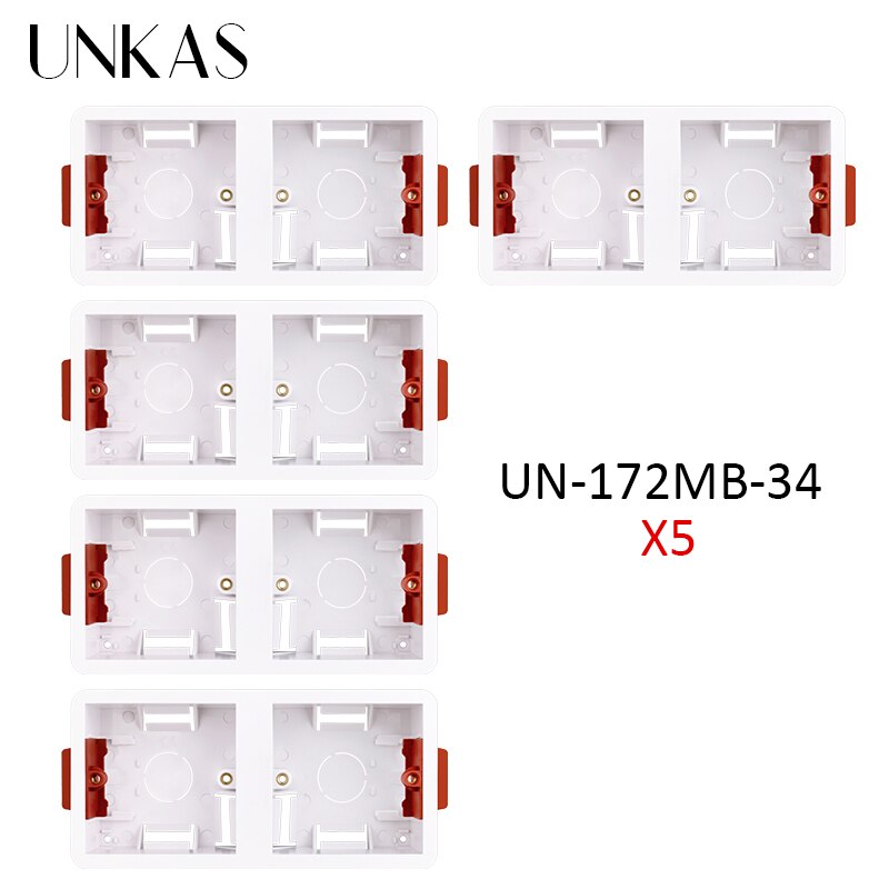 UNKAS Dry Lining Box For Gypsum Board / Drywall / Plasterboad 34mm Depth Wall Switch Socket 86mm / 146mm / 172mm Cassette: 5 Unit 172MB-34