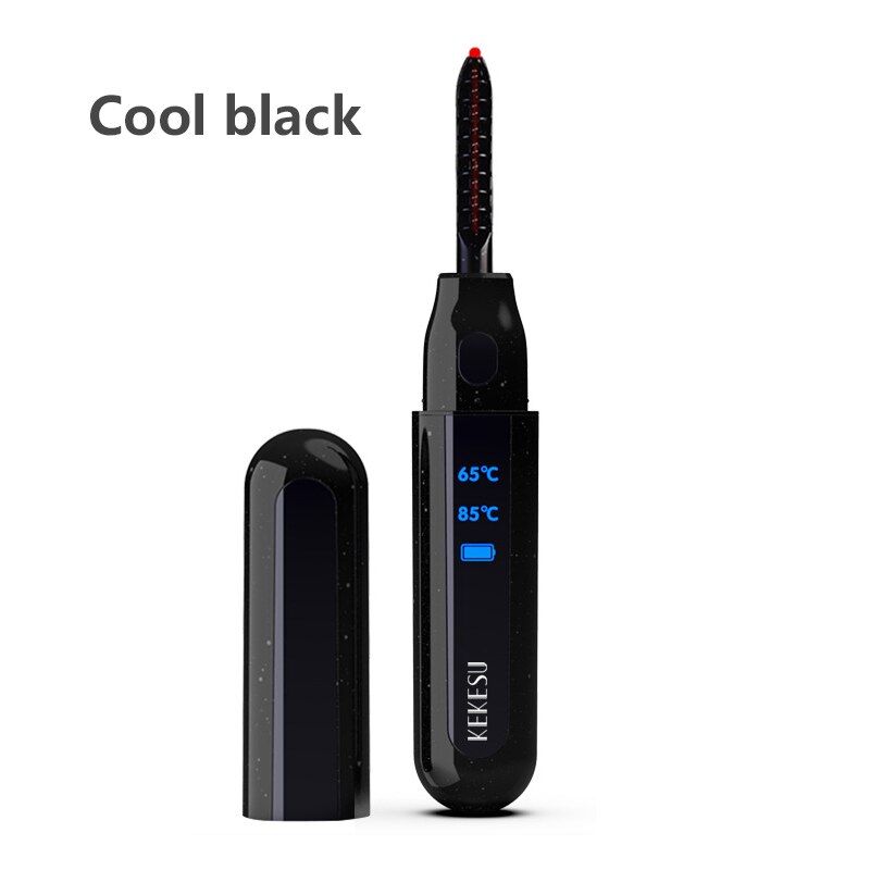 KEKESU Electric Heated Eyelash Curler LCD Display 2-Speed Adjustable USB Rechargeable Long Lasting Cosmetic Tools: black