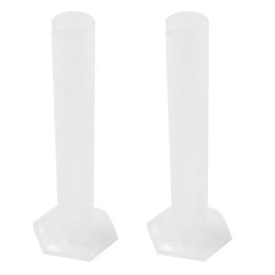 25mL Capacity Clear White Plastic Liquid Measuring Tool Graduated Cylinder 2Pcs