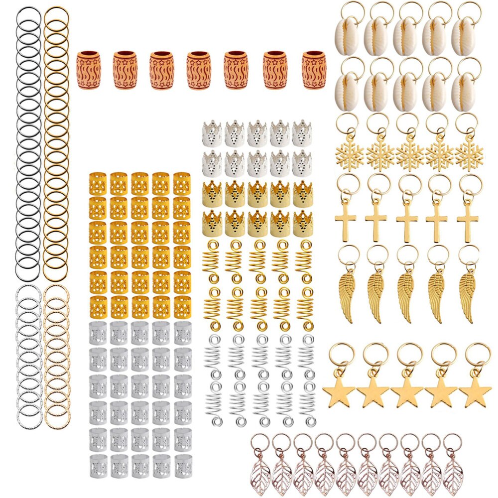 210Pcs Dreadlocks Hairpins Hair Tube Hair Cuffs Hair Headdress Decorative Hair Cuffs Dreadlocks Rings for Decor