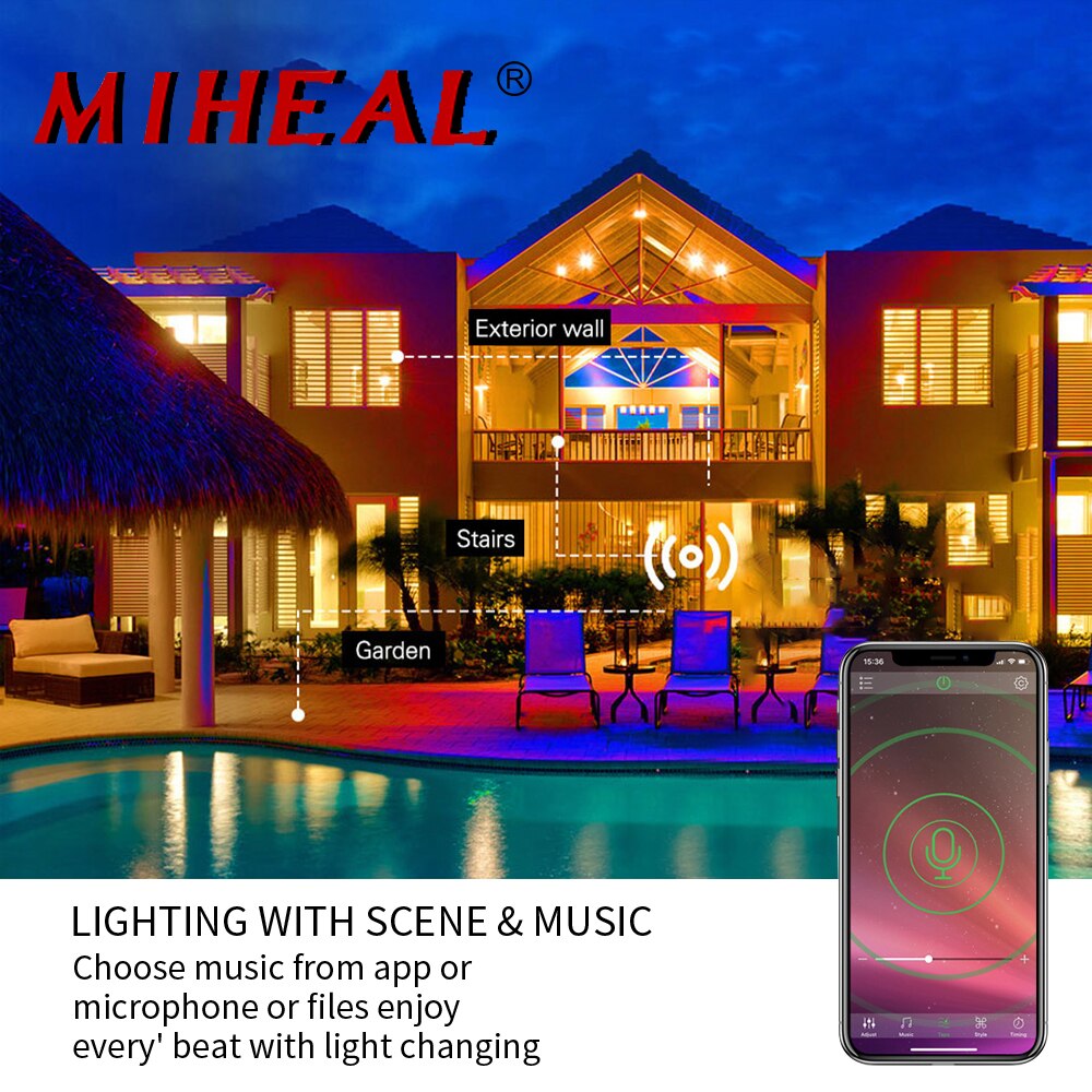 LED RGB Flood Light 50W/100W Bluetooth APP Outdoor RGB Smart Floodlight 220V Spotlight IP68 LED Wall Washer Light