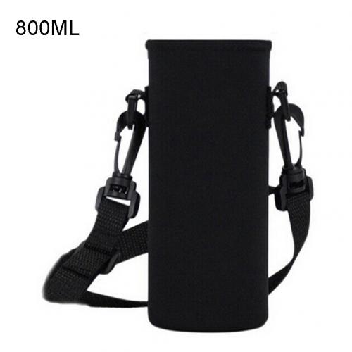 Outdoor Draagbare Sport Water Bottle Carrier Geïsoleerde Beker Cover Bag Holder: Black 800ml