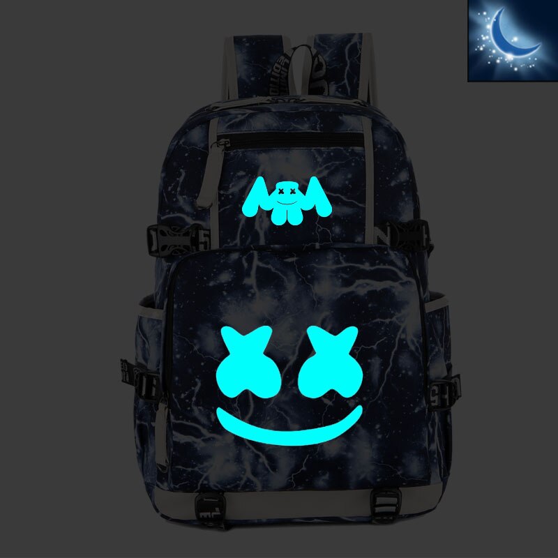 DJ Marshmellow Backpack multifunction backpack for teenagers Men women's Student School Bags travel Luminous Bag Laptop Bag: Luminous5