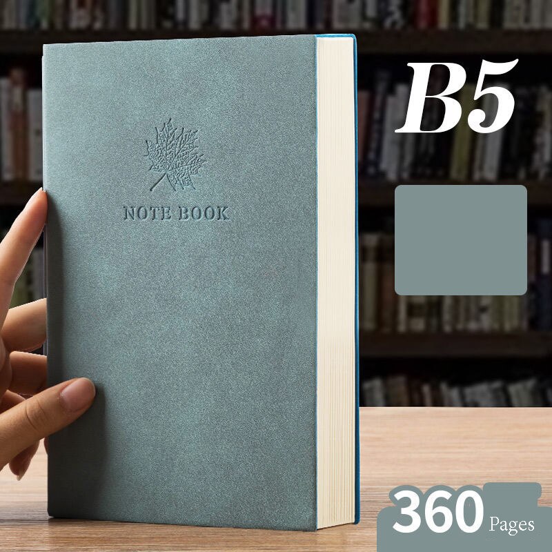 A5/B5 Notebook Horizontal Line Extra Thick Notepad Business Diary Record Book Soft PU Leather Notebook time management planner: B5-green