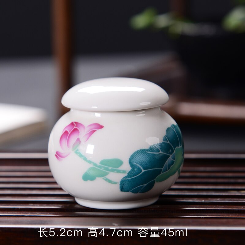 Caja de almacenamiento portátil, recipiente de té sellado de cerámica para viaje, Mini tetera de Kung Fu, de porcelana, tarro de cerámica: Small lotus