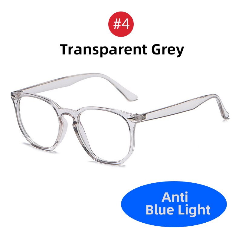 VIVBEE Classic Square Blue Light Blocking Glasses Men Trending Transparent Frames Computer Unisex Anti Ray Gaming Glasses: 4 Transparent Grey
