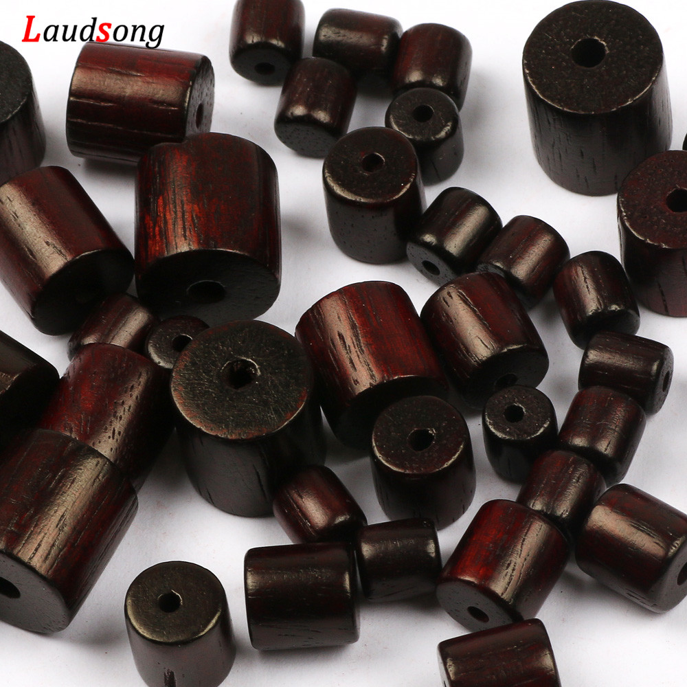 Cuentas de madera de sándalo cilíndricas naturales, espaciador de 6/8/10/12mm, cuentas de madera sueltas para fabricación de joyería, pulsera, accesorios DIY