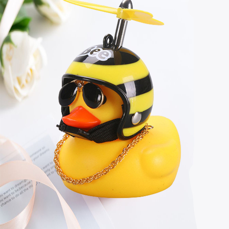 Pato de coche con casco, colgante de viento roto, pato amarillo pequeño, Motor de bicicleta de carretera, casco, accesorios de ciclismo sin luces: Azul