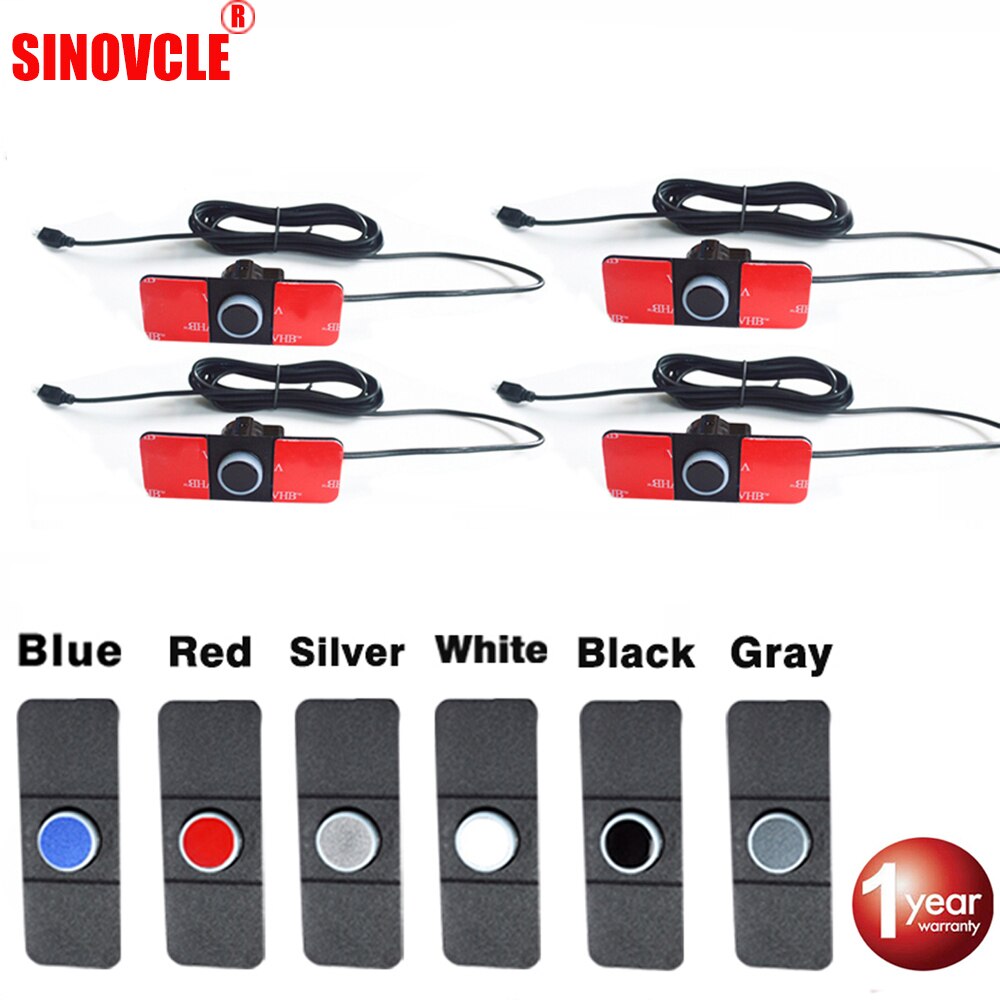 Sinovcle Parkeer Sensor 16Mm 4 Stuks Zwart Rood Blauw Zilver Wit Grijs Kleur Voor Parking Monitor Reverse Systeem