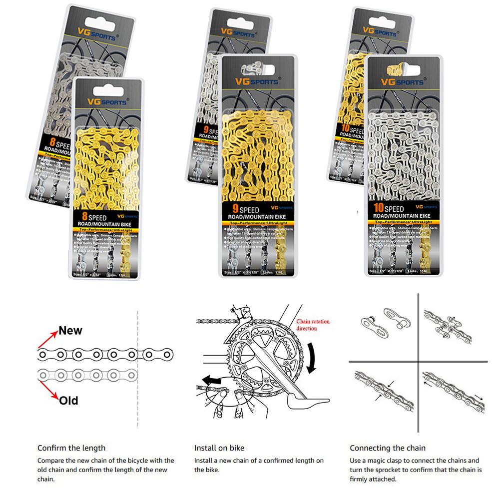 Mountain Bike Chain 8/9/10 Speed High Alloy Steel Decent Durability Lightweight Good Looking Bicycle Chain Cycling Equipment