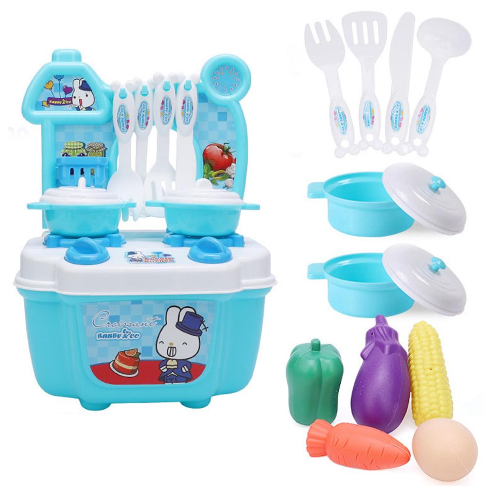 Kids 21Pcs Servies Gerechten Platen Kommen Kopjes Mes Vork Lepel Kookgerei Keuken Afdruiprek Koken Droog Rek Tool Pretend Play speelgoed: C