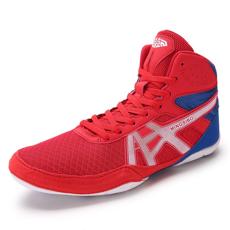 Breathable Boxing Shoes Flighting Sneakers Comfortable Wrestling Shoes Male Training Wrestling Footwears: Red / 5