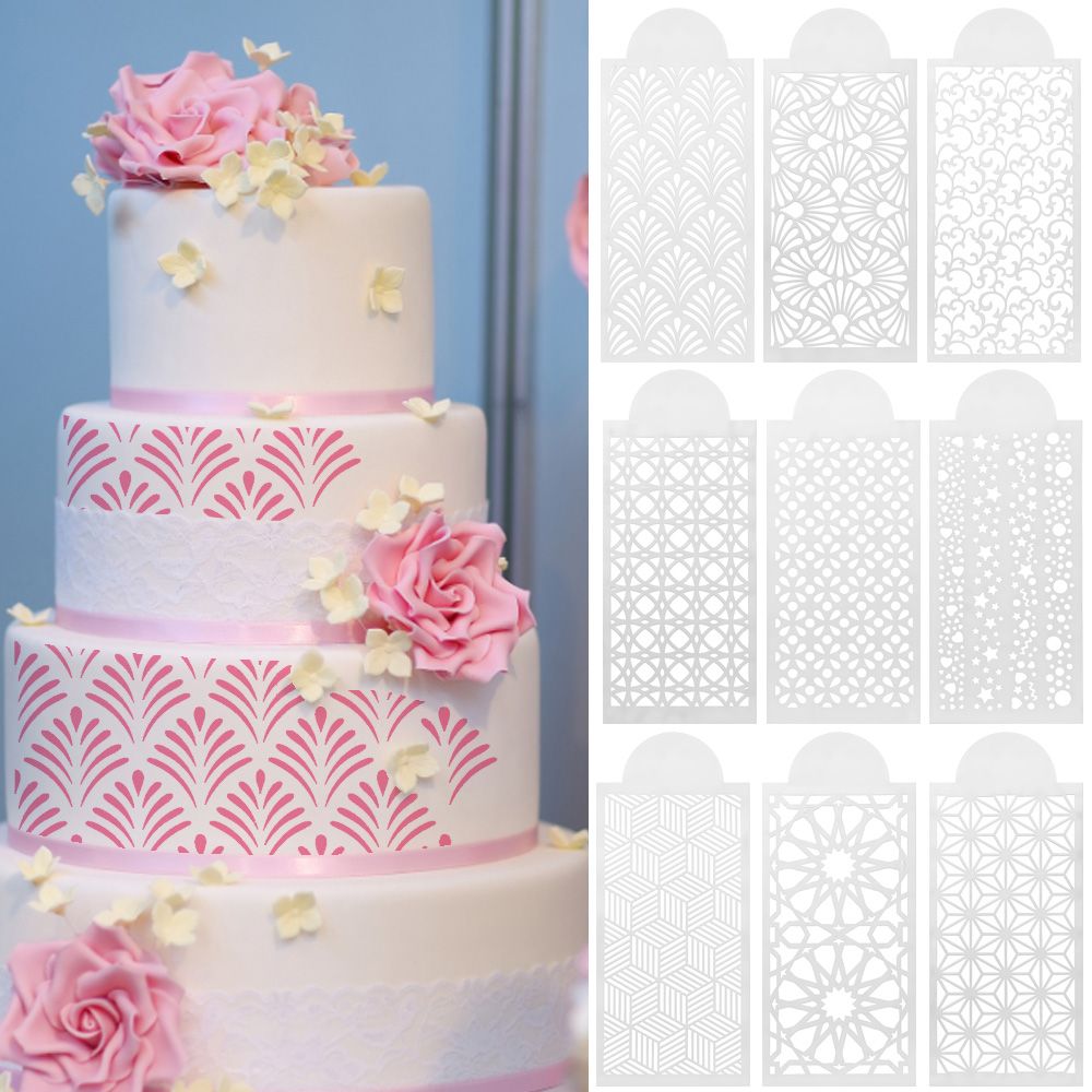 Stencil per maglie per torta fondente in stile fai-da-te strumento per decorare goffratura stampo per Spray in plastica modello di biscotti vuoti per matrimoni strumenti di cottura