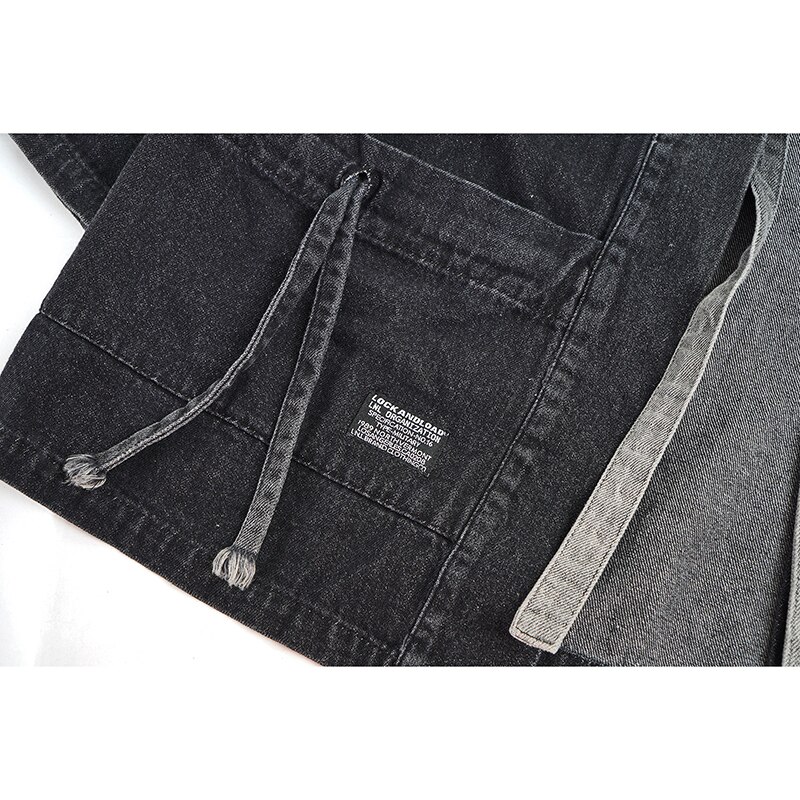 Mirecoo Men Denim kimono Jacket Gradient Open Stitch Jacket Men Windbreaker High Street Hip Hop Men Coat Clothing Autumn