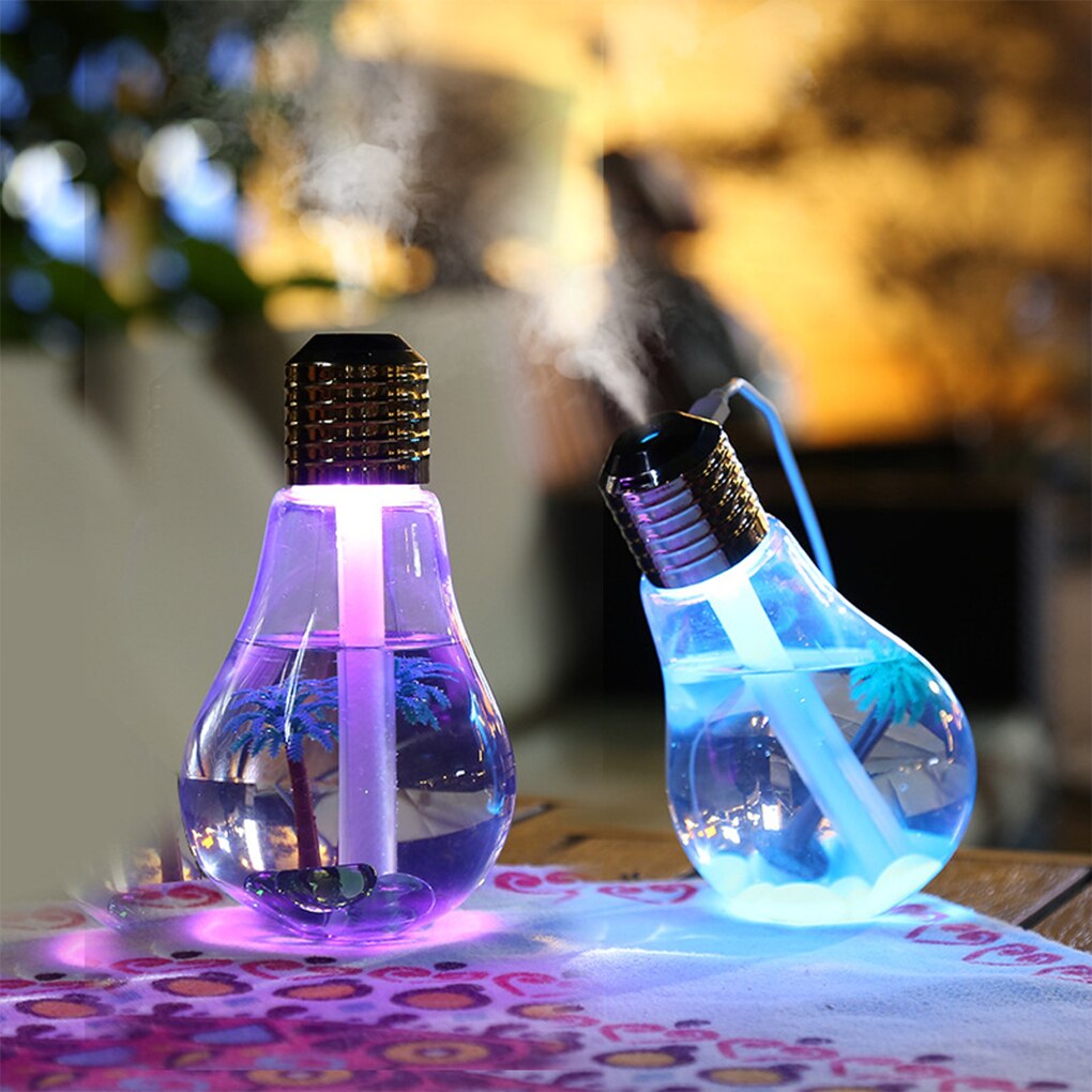 400ml USB Air Humidifier Bulb Humidifier Colorful LED Night Lamp Essential Oil Diffuser for Home Office