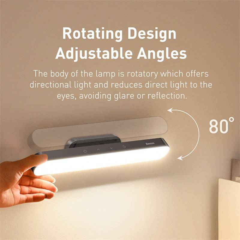 Baseus Luce notturna magnetica Lampada da scrivania a LED con regolazione continua Lampada da lettura per camera da letto ricaricabile per armadio da cucina