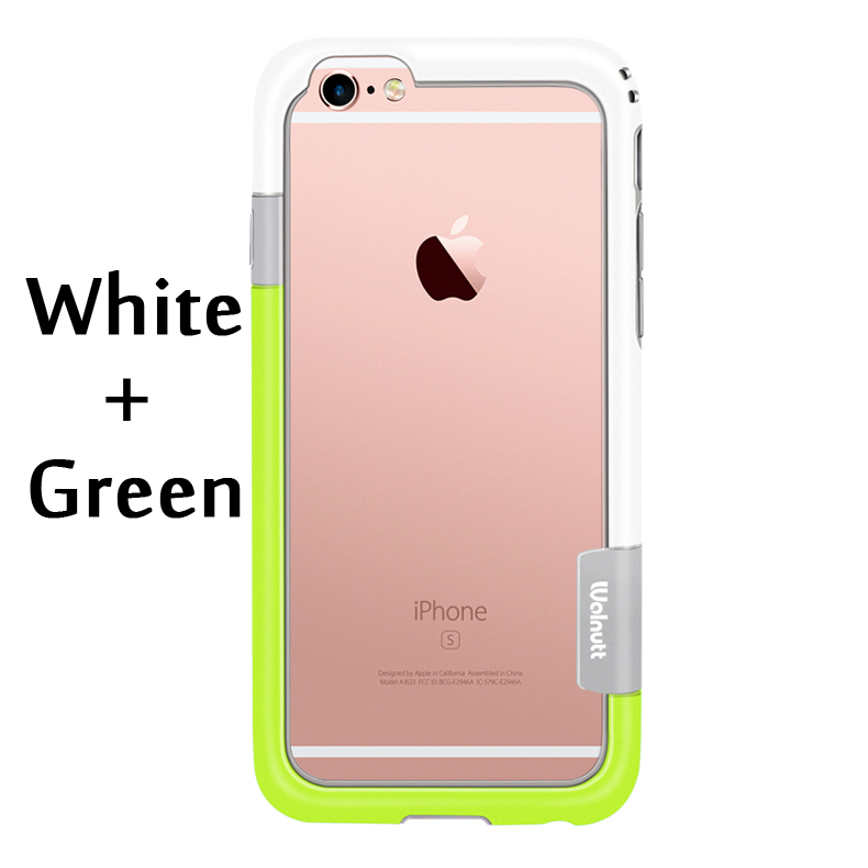 Esamday Voor iPhone 6 s 4.7 inch 6 Kleur Walnutt Soft TPU Hybrid Bumper Frame Case Cover Side Bescherming voor iPhone 6: White and Green