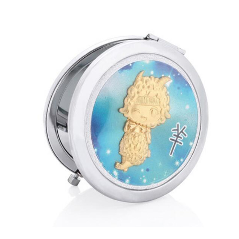 Asklove maquillage Miroir feuille d'or Miroir Portable pliant maquillage or Miroir envoyer amant petite amie cosmétiques miroirs: Sheep