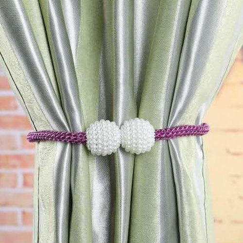 1pc perle magnetiske gardinclips tieback spænde clips kugle gardinholdere tie back gardin tilbehør boligindretning: Rødvin