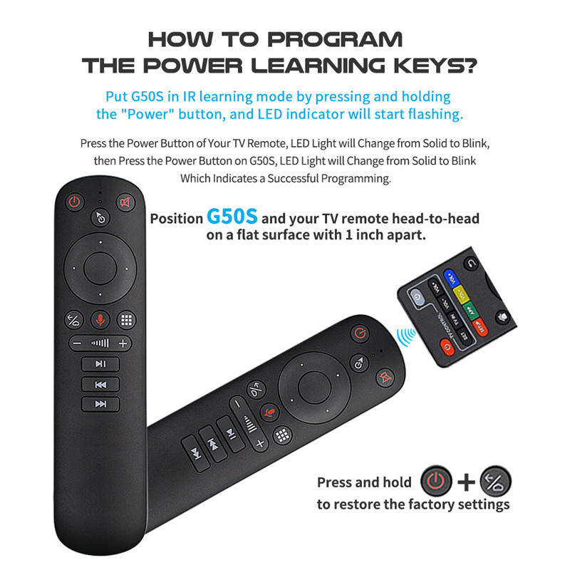 Télécommande gyroscope sans fil pour h96 max x96 hk1 max, android tv g20s g, 2.4g