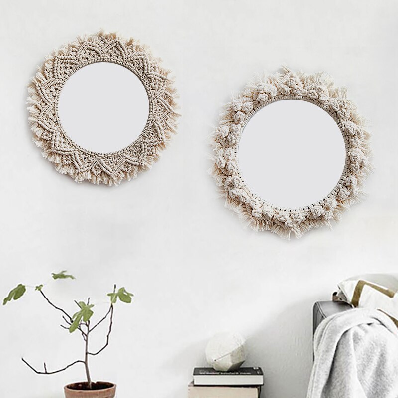 Espejo nórdico para cosméticos, espejo redondo montado en pared para baño, espejo decorativo montado en pared de habitación, espejos de pared
