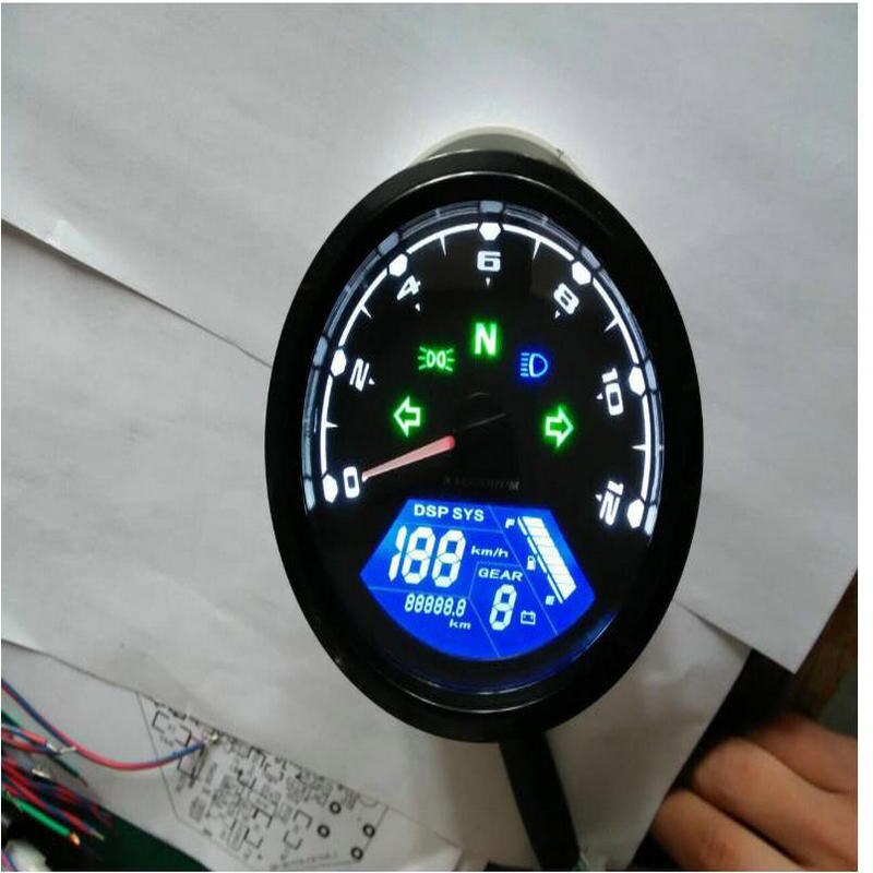 speedometer+tachometer+turning light +N gear+front light signal small baboon display for electric scooter tricycle motorcycle