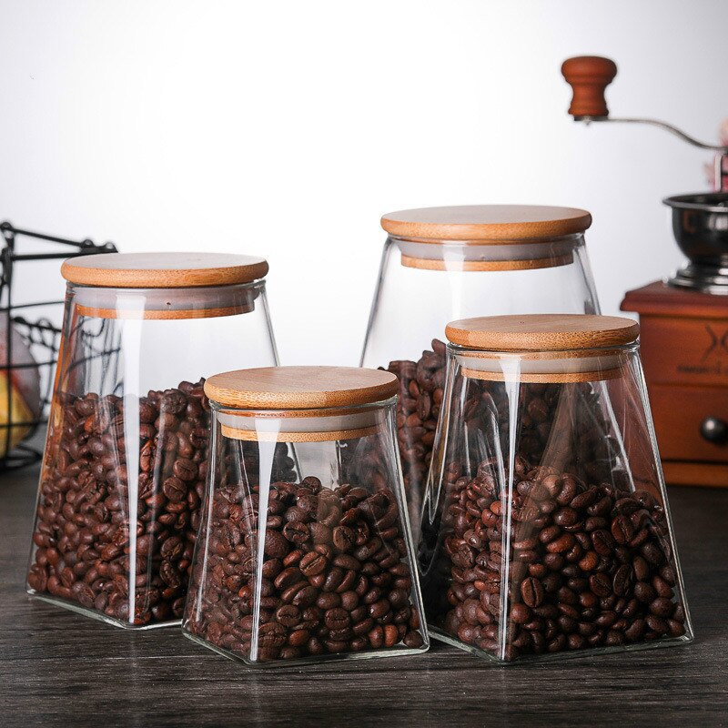 Coffee Beans Square Glass Sealed Food Storage Tank Milk Powder Tank Grains Storage Tank Tea Pot Candy Storage Tank