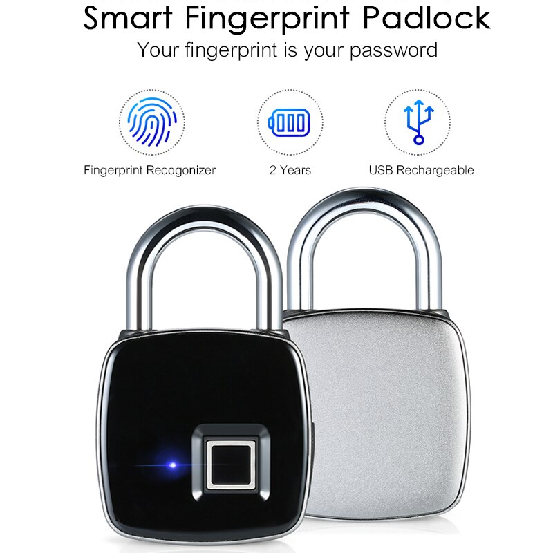 Smart nøglefri dørlås bluetooth trådløs app låse fingeraftrykslås sikkerhed hængelås understøttelse 40 fingeraftryk bagage sag lås