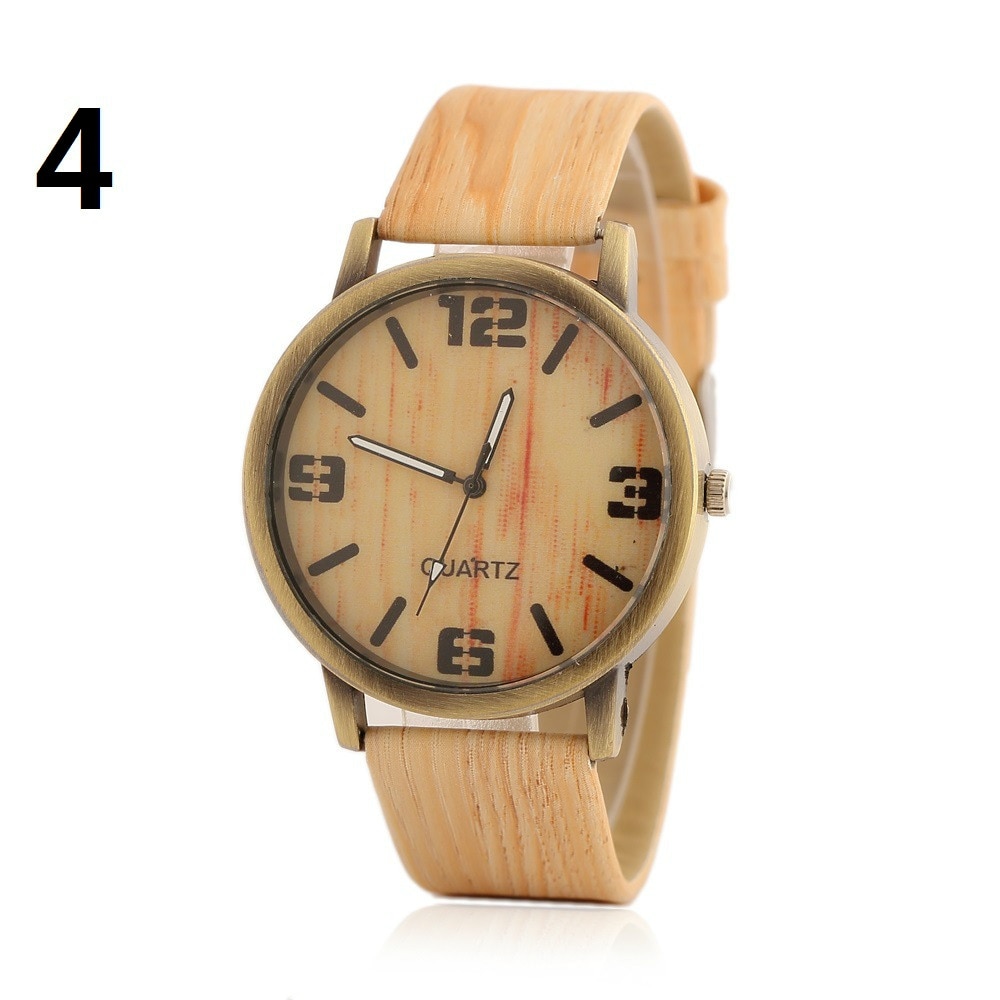 Simulatie Houten Horloges Mannen Quartz Casual Houten Kleur Lederen Band Horloge Hout Mannelijke Horloge Relogio Masculino