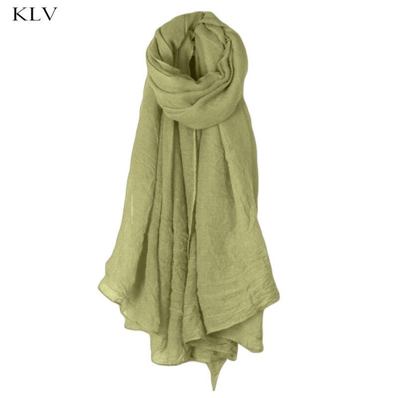Mode 16 Kleuren Vrouwen Lange Sjaal Wrap Sjaals Vintage Katoen Linnen Grote Sjaal Hijab Elegante Effen Zwart Rood whi: green
