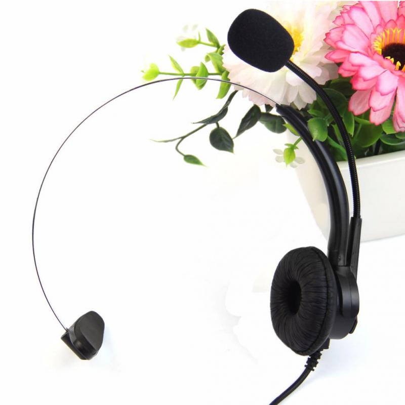 Telephone Headset Call Center Operator Monaural Headphone Customer Service Landline Voice Call Chat Headset Earphone ~