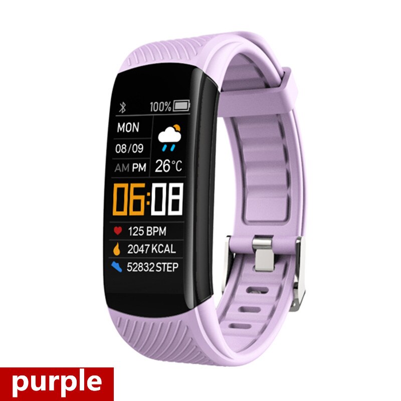 Amynikeer Smart Armband C5S Fitness Armband Fitness Tracker Hartslagmeter Stappenteller Calorie IP67 Waterdichte Slimme Band: purple