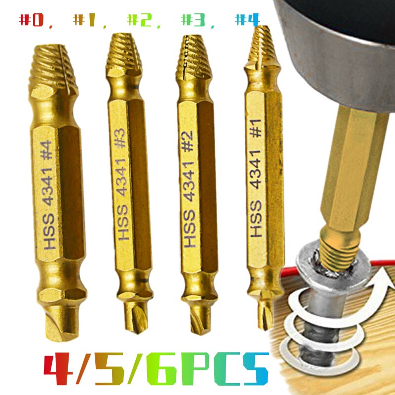 4/5/6Pcs Damaged Screw Extractor Drill Bit Double Side Drill Out Broken Screw Bolt Remover Extractor Tools Set Easily Take Out