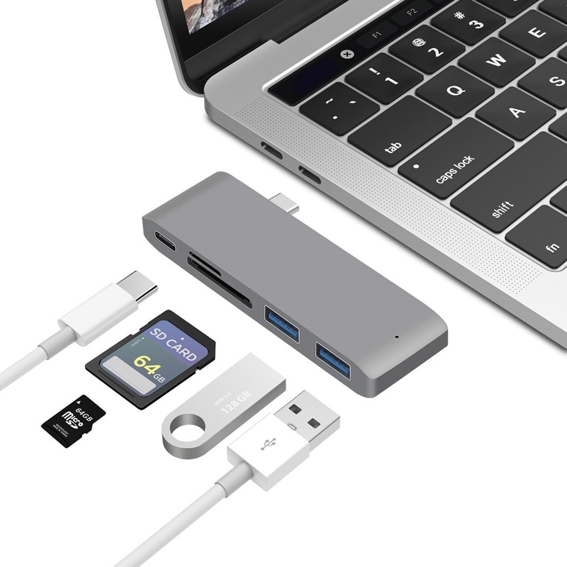 Basix usb type c hub til macbook 12 tommer usb-c dock adapter thunderbolt 3 med micro sd/tf læser slot til mac bookpro usb c hub