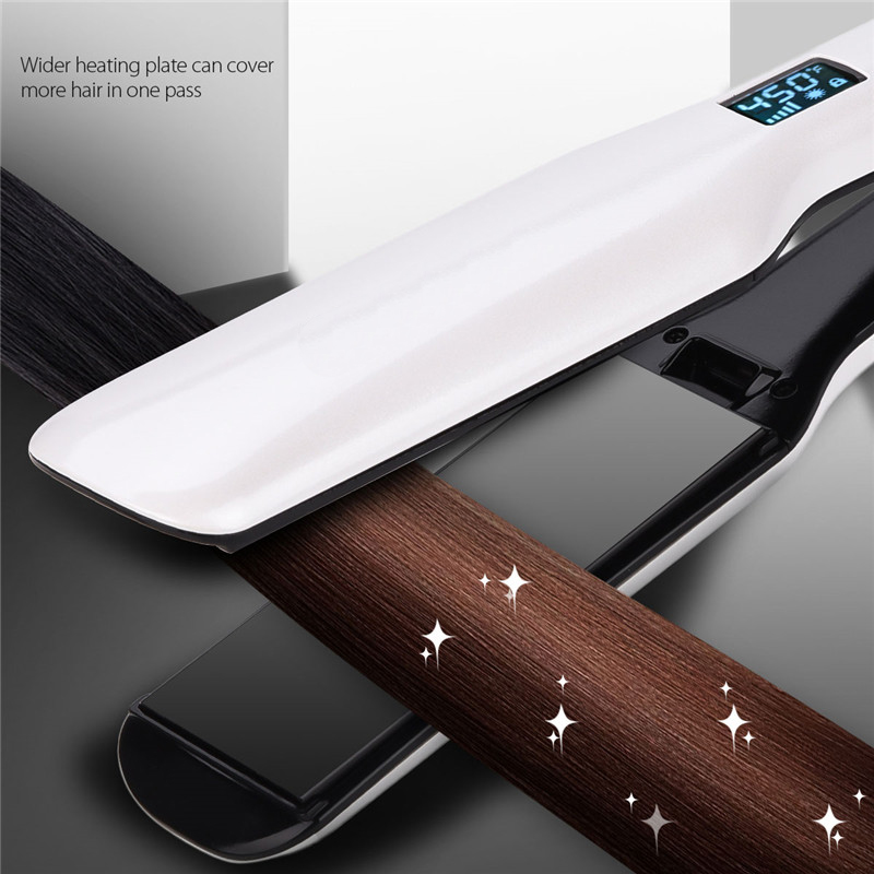 Salon Flat Iron Extra Large Nano Titanium Plate Hair Straightener Instant Heat Up Dual Voltage Flat Irons