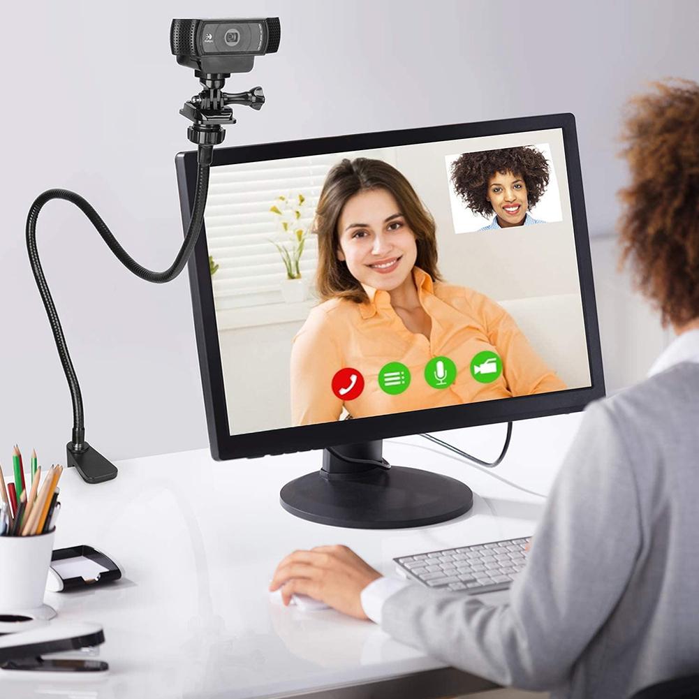 Webcam stativholder forbedret desk kæbe kamera klemme beslag med fleksibel svanehals kamera stativ til logitech webcam