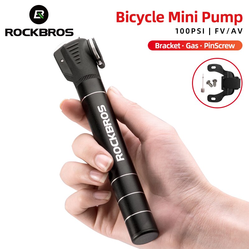 ROCKBROS Mini Tragbare Fahrrad Pumpe Licht Aluminium Legierung MTB Fahrrad Luftpumpe Reifen Inflator Schrader Presta Ventil Radfahren Pumpen