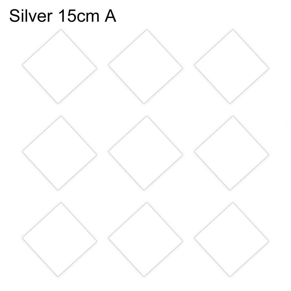 Mirror Wall Sticker Delicate Multi Styles Seamless Removable Mirror Tile Stickers for Bedroom Wall Sticker Wall Decals: Silver / 15cm A